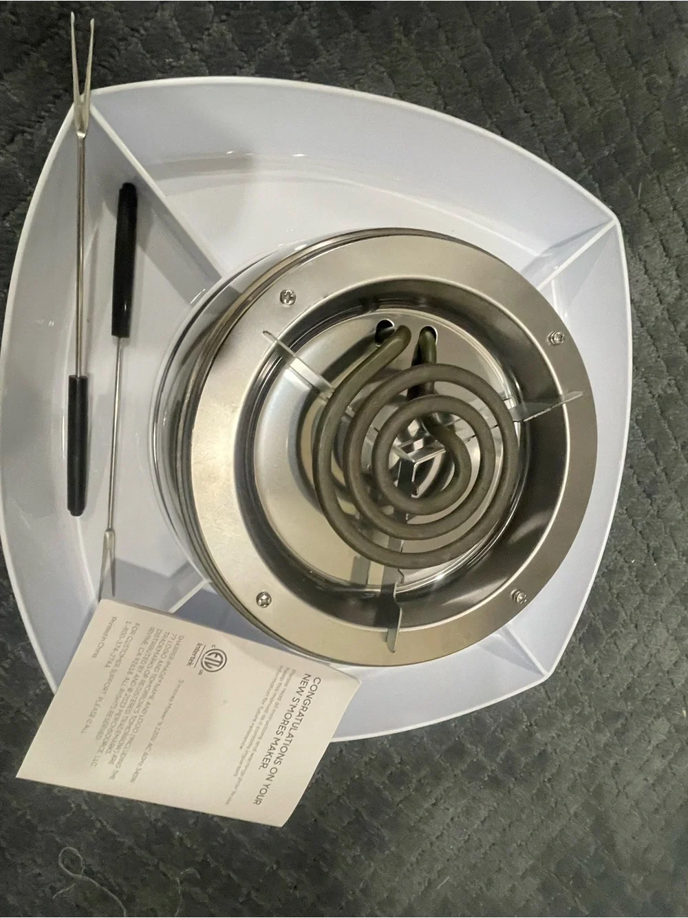 Sharper Image Stainless Steel S'mores Maker with White Tray